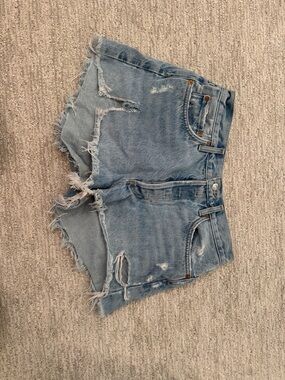 Agolde Light Blue Distressed Denim Cutoff Shorts